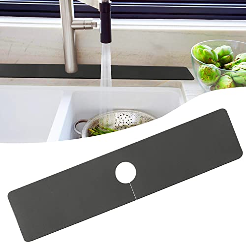 JAYZUUM Long Size 27.5" X 5.5" Splash Guard for Sink Faucet, Absorbent Fast Drying Mat Sink Gadgets-Splash Guard Behind Faucet Drip Catcher for Sponge Holder in Kitchen, Bathroom, Bar & RV (1 Pack)