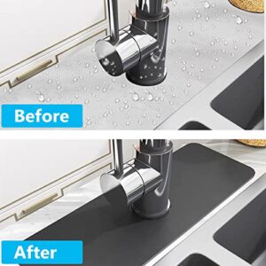 JAYZUUM Long Size 27.5" X 5.5" Splash Guard for Sink Faucet, Absorbent Fast Drying Mat Sink Gadgets-Splash Guard Behind Faucet Drip Catcher for Sponge Holder in Kitchen, Bathroom, Bar & RV (1 Pack)