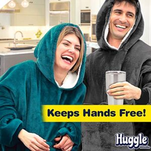 Ontel Huggle Hoodie, Ultra Plush Blanket, Charcoal Grey, One Size