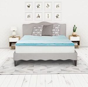 irvine home collection king size 3" swirl cooling gel infused memory foam mattress topper, certipur-us, breathable, plush, pressure relief, blue