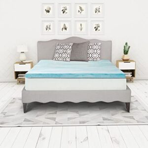 Irvine Home Collection King Size 3" Swirl Cooling Gel Infused Memory Foam Mattress Topper, CertiPUR-US, Breathable, Plush, Pressure Relief, Blue