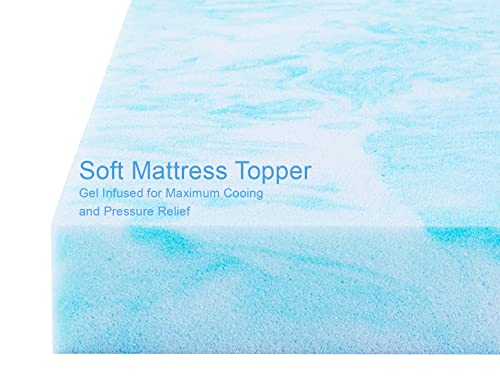 Irvine Home Collection King Size 3" Swirl Cooling Gel Infused Memory Foam Mattress Topper, CertiPUR-US, Breathable, Plush, Pressure Relief, Blue