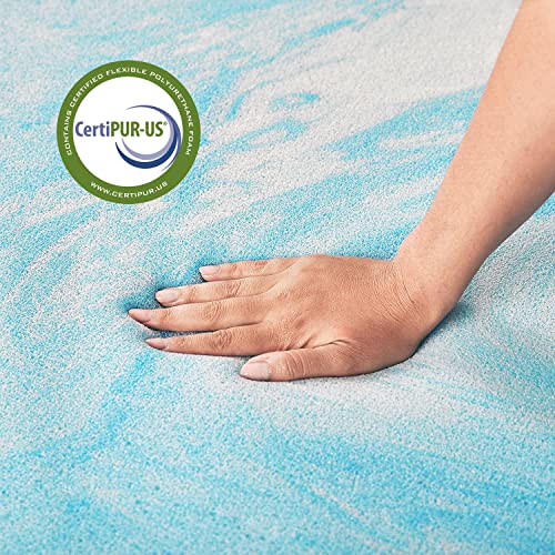 Irvine Home Collection King Size 3" Swirl Cooling Gel Infused Memory Foam Mattress Topper, CertiPUR-US, Breathable, Plush, Pressure Relief, Blue