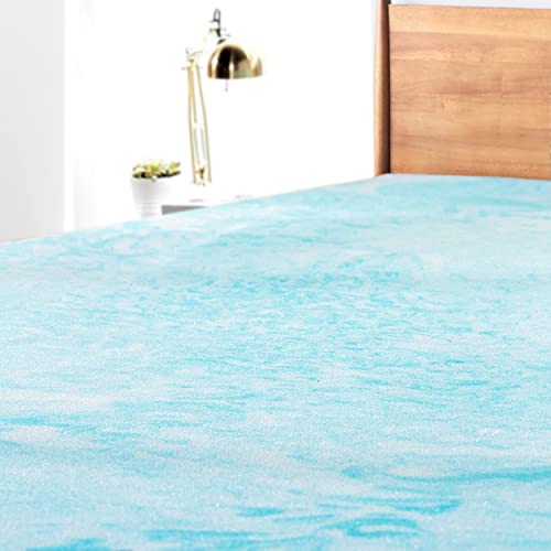 Irvine Home Collection King Size 3" Swirl Cooling Gel Infused Memory Foam Mattress Topper, CertiPUR-US, Breathable, Plush, Pressure Relief, Blue