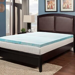 Irvine Home Collection King Size 3" Swirl Cooling Gel Infused Memory Foam Mattress Topper, CertiPUR-US, Breathable, Plush, Pressure Relief, Blue