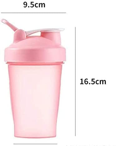 Shaker Bottle in Light Pink(Lid & Cup),Printed Scale Marks of 12 OZ & 400 ML,3 PCS 1.77" Non-Metal Blender Ball (Pink,Green,Purple),Anti-Leaking,BPA F