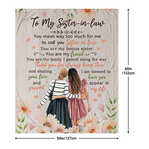 Mubpean Sister in Law Gifts Blanket - Sister in Law Birthday Gifts - Gifts for Sister in Law - Birthday Gifts for Sister in Law - Sister in Law Gifts for Women - Bonus Sister Gifts Blankets 60"x 50"