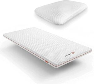 the premium mattress topper by dormeo (split head king) and true evolution pillow bundle