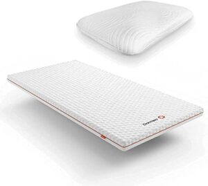 the premium mattress topper by dormeo (twin) and true evolution pillow bundle