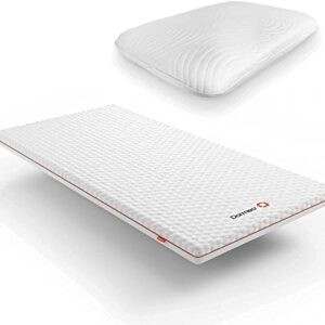 The Premium Mattress Topper by Dormeo (Twin) and True Evolution Pillow Bundle