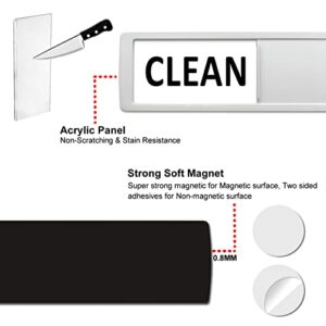 Dishwasher Magnet Clean Dirty Sign, Non-Scratching/Super Strong Soft Magnet with Double-Sided Adhesives/Easy to Read & Slide for Kitchen/Dishwasher/Fridge/Laundry/Washing Machine (Silver & White)