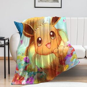 Anime Blanket Eevee Blanket Ultra-Soft Throw Blanket for Couch Bed Sofa, Lightweight Flannel Blankets Warm Bedding Blankets 40"x50"