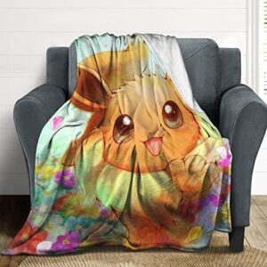 anime blanket eevee blanket ultra-soft throw blanket for couch bed sofa, lightweight flannel blankets warm bedding blankets 40"x50"