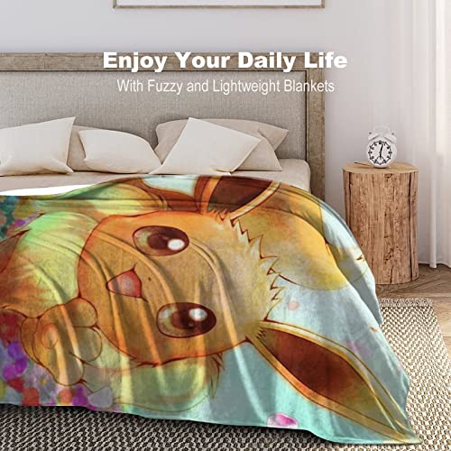 Anime Blanket Eevee Blanket Ultra-Soft Throw Blanket for Couch Bed Sofa, Lightweight Flannel Blankets Warm Bedding Blankets 40"x50"