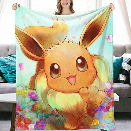 Anime Blanket Eevee Blanket Ultra-Soft Throw Blanket for Couch Bed Sofa, Lightweight Flannel Blankets Warm Bedding Blankets 40"x50"