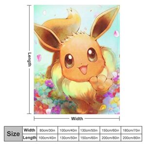 Anime Blanket Eevee Blanket Ultra-Soft Throw Blanket for Couch Bed Sofa, Lightweight Flannel Blankets Warm Bedding Blankets 40"x50"