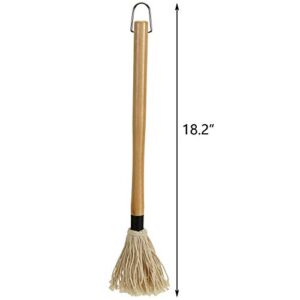 Hedume 2 Pack BBQ Basting Mop with 6 Extra Replacement Heads, Grill Basting Mop Wooden Long Handle Perfect for BBQ Grilling Smoking Steak (18.2 Inch)