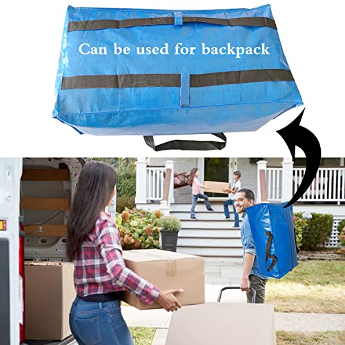 Heavy Duty Oversized Storage Bag, 4 Pcs Blue Totes Moving Storage Bags with Zippers, for Travelling Camping Dorm College Moving Supplies Boxes, Clothes Storage Bins Compatible with Ikea Frakta Cart