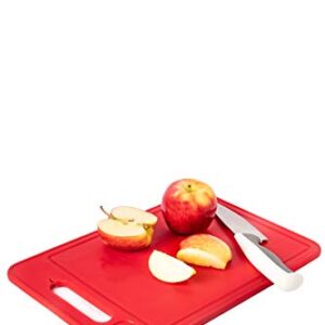 4-in-1 Defrosting Tray for Frozen Meat with Cutting Board, Knife Sharpener & Garlic Grater - Self Thawing Tray & Non-Slip Red Chopping Boards by EliKai