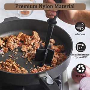 Meat Chopper, Hamburger Chopper Utensil, Professional Heat Resistant Nylon, Masher & Smasher Meat, Potato Masher Ground Beef & Turkey -Non Stick Mix Chopper for Kitchen Tool