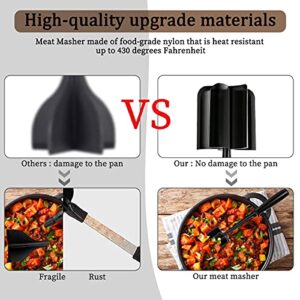 Meat Chopper, Hamburger Chopper Utensil, Professional Heat Resistant Nylon, Masher & Smasher Meat, Potato Masher Ground Beef & Turkey -Non Stick Mix Chopper for Kitchen Tool