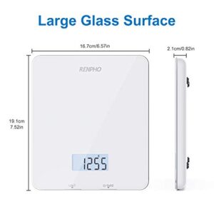 RENPHO Food Scale, Kitchen Scale for Food Ounces and Grams, Cooking and Coffee Scale with Timer Nutritional Calculator for Keto, Macro, Calorie Weight Loss with Smartphone App, White