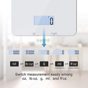 RENPHO Food Scale, Kitchen Scale for Food Ounces and Grams, Cooking and Coffee Scale with Timer Nutritional Calculator for Keto, Macro, Calorie Weight Loss with Smartphone App, White