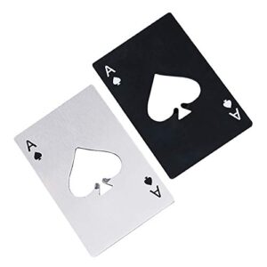 airoads ace of spades bottle opener credit card size pocker cap opener portable stainless steel can opener (2 pack black & silver)
