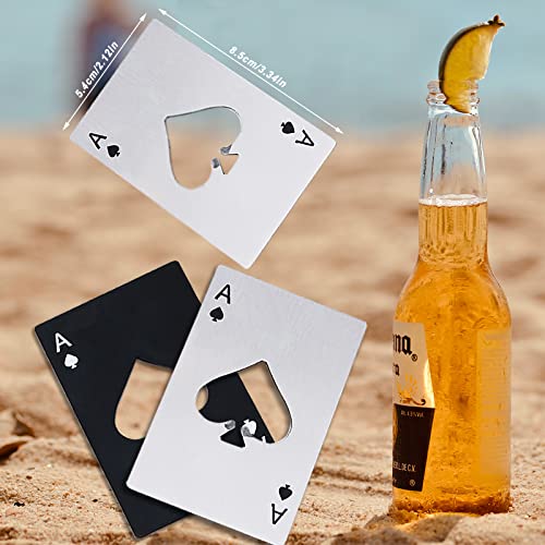 Airoads Ace Of Spades Bottle Opener Credit Card Size Pocker Cap Opener Portable Stainless Steel Can Opener (2 Pack Black & Silver)