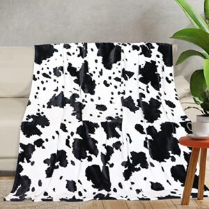 gitrat black fleece cow print blanket soft warm flannel cozy cow blankets for adults lightweight travel blankets couch sofa all-season cow blankets and throws plush gift for daughter mom