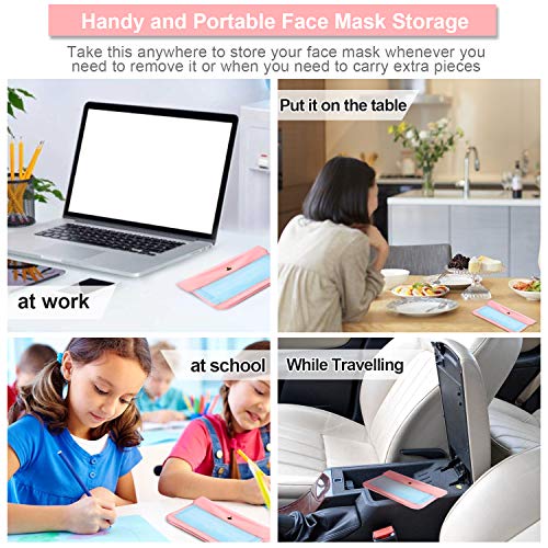 moregosu Portable Storage bag for Disposable/Reusable Face Masks, Memory cloth Case Holder Organizer for Various Masks/Card, Dust-proof, Moisture-proof Foldable Mask Storage Box (2PCS Gy&PK)