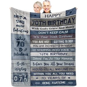 nuritus 70th birthday gifts for women men, best gifts for 70 year old woman, 70th birthday decorations for women, 1953 happy 70 year old birthday gifts for men blanket 50"x60"