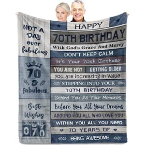 Nuritus 70th Birthday Gifts for Women Men, Best Gifts for 70 Year Old Woman, 70th Birthday Decorations for Women, 1953 Happy 70 Year Old Birthday Gifts for Men Blanket 50"x60"