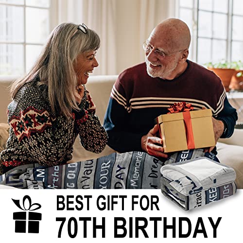 Nuritus 70th Birthday Gifts for Women Men, Best Gifts for 70 Year Old Woman, 70th Birthday Decorations for Women, 1953 Happy 70 Year Old Birthday Gifts for Men Blanket 50"x60"