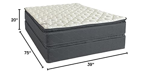 Treaton, 12-Inch Double Sided Foam Encased Double Pillow Top Medium Plush with Exceptional Back Support Mattress & 8" Wood Box Spring Set, Twin