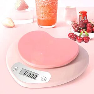 YRY Pink Kitchen Scale - Large LCD Display, Tare Function, 11 lbs(5kg) Capacity, 0.03 oz.(1g) Precise Graduation, ML and Oz Unit for Liquids and Solids - Ideal Food Scale for Baking & Cooking (5kg/1g)