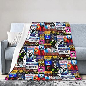 broadway musical collage blanket cute anime fleece throw blankets and throws for couch bed sofa office ultra soft lightweight plush cozy warm flannel blanket 60"x50"