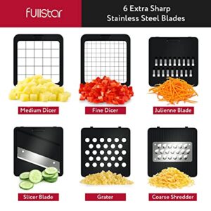 Fullstar Compact Vegetable Chopper - Vegetable Cutter, Food Chopper, Veggie Chopper, Onion Chopper, Vegetable Chopper With Container, Vegetable Slicer, Vegetable Cutter, Mandoline Slicer (6 Inserts)