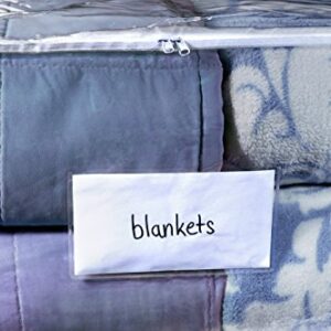 Clear Blanket Storage Bag - Durable Vinyl Material to Shield Your Contents from Dust, Dirt and Moisture. Easy Gliding Zipper for Easy Access and Label Pocket for Easy Identification. (2-Pack)