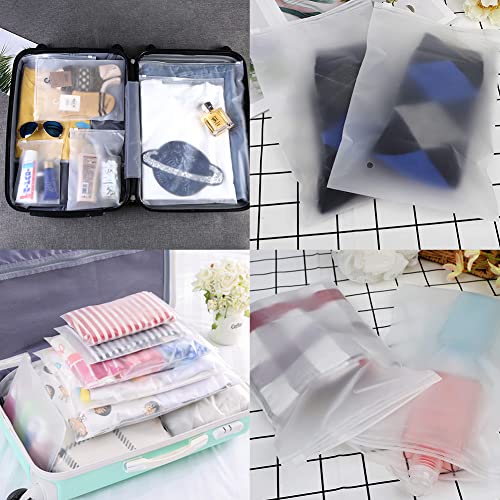 Clear Bags For Packaging,50PCS 7.87 * 11.81" Shirt Packaging Bags,3 Mil Frosted Slide Zip Plastic Bags With Vent Holes For Storing Clothing Underwear Socks Toys