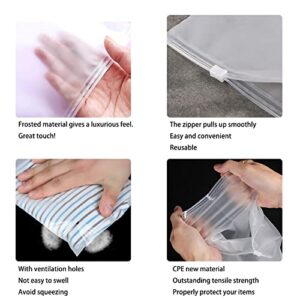 Clear Bags For Packaging,50PCS 7.87 * 11.81" Shirt Packaging Bags,3 Mil Frosted Slide Zip Plastic Bags With Vent Holes For Storing Clothing Underwear Socks Toys