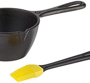 Lodge Cast Iron Silicone Brush Melting Pot, 15.2 oz, Black