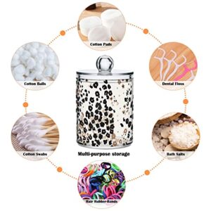 2 Pack Qtip Holder Dispenser for Cotton Ball Brown Floral Leopard Print Cotton Swab Cotton Round Pads Clear Plastic Acrylic Jar Set Bathroom Canister