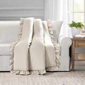lush decor reyna soft knitted ruffle throw blanket, 50" x 60", wheat