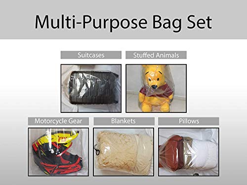 Set of 5 Plastic Storage Bags for Luggage Storage, Pillow Bag, Rug Bag Plastic Drawstring Bags for Suitcase Storage, Attic Storage Bags. Quality Large Plastic Storage Bag (Large)