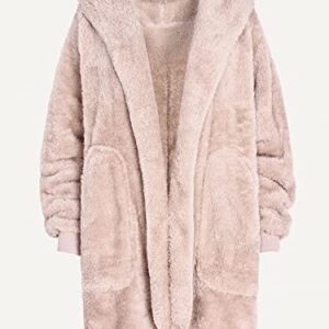 UnHide Shleepy Faux Fur Robe - Lightweight, Extra Soft, & Warm Wearable Blanket - Made From Soft Polyester Faux Fur Material - Machine Washable - Rosy Baby - Medium