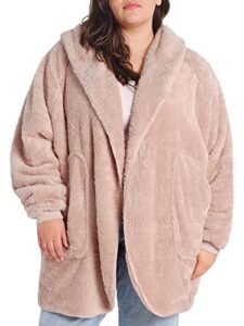 unhide shleepy faux fur robe - lightweight, extra soft, & warm wearable blanket - made from soft polyester faux fur material - machine washable - rosy baby - medium