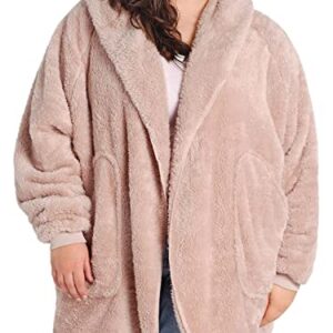 UnHide Shleepy Faux Fur Robe - Lightweight, Extra Soft, & Warm Wearable Blanket - Made From Soft Polyester Faux Fur Material - Machine Washable - Rosy Baby - Medium