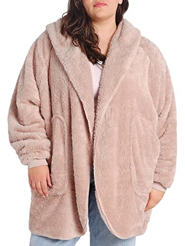 UnHide Shleepy Faux Fur Robe - Lightweight, Extra Soft, & Warm Wearable Blanket - Made From Soft Polyester Faux Fur Material - Machine Washable - Rosy Baby - Medium