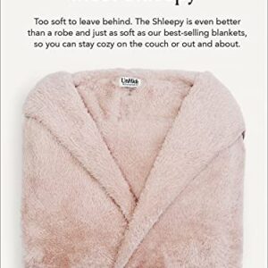 UnHide Shleepy Faux Fur Robe - Lightweight, Extra Soft, & Warm Wearable Blanket - Made From Soft Polyester Faux Fur Material - Machine Washable - Rosy Baby - Medium